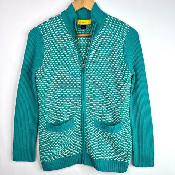 St. John Aqua Zip Up Wool Cardigan P/S - Picture 1 of 10